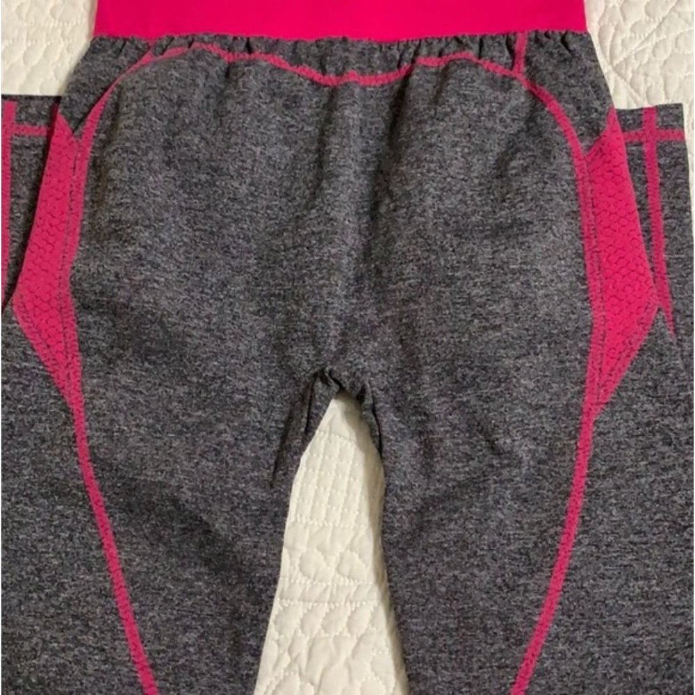 Blanca Line Pink Grey High Waist Stretch Yoga Leggings Large - Picture 10 of 12